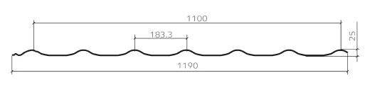 Сечение Ламонтерры: габаритная ширина 1190 мм, полезная ширина 1100 мм