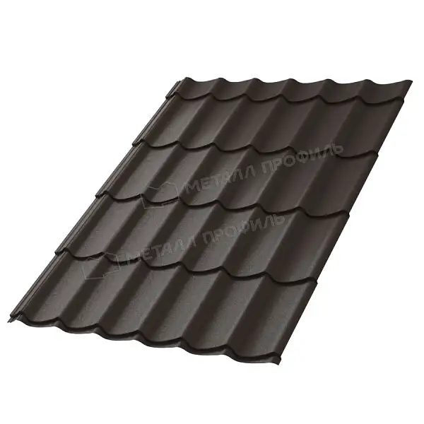 Металлочерепица Ламонтерра VALORI 0,5 мм Dark Brown (Тёмно-коричневый) Металл Профиль