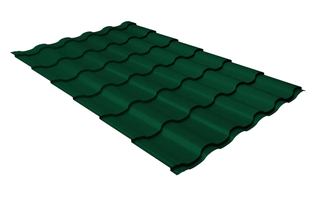 Металлочерепица Кредо Drap TX 0,45 мм RAL 6005 (Зелёный мох) Grand Line