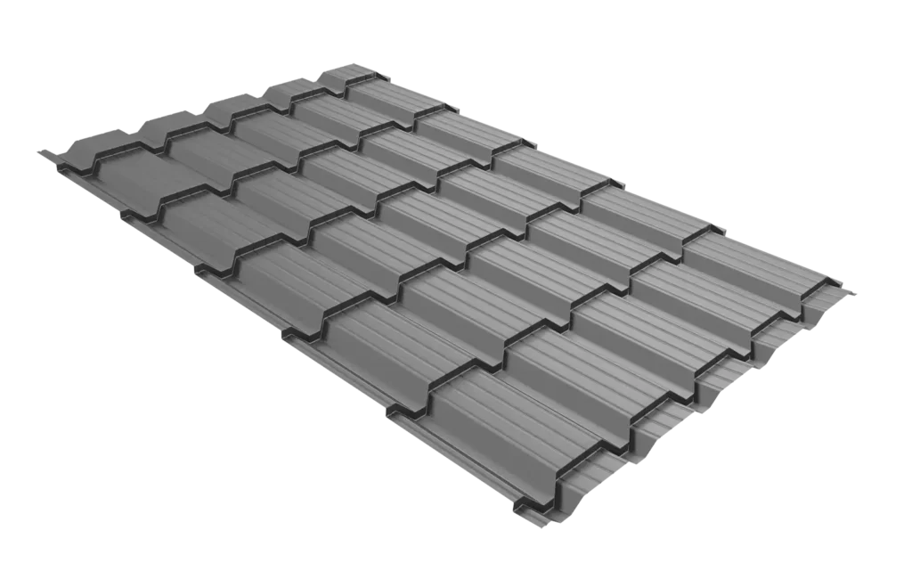 Металлочерепица Квадро Профи Satin 0,5 мм RAL 9006 (Бело-алюминиевый) Grand Line